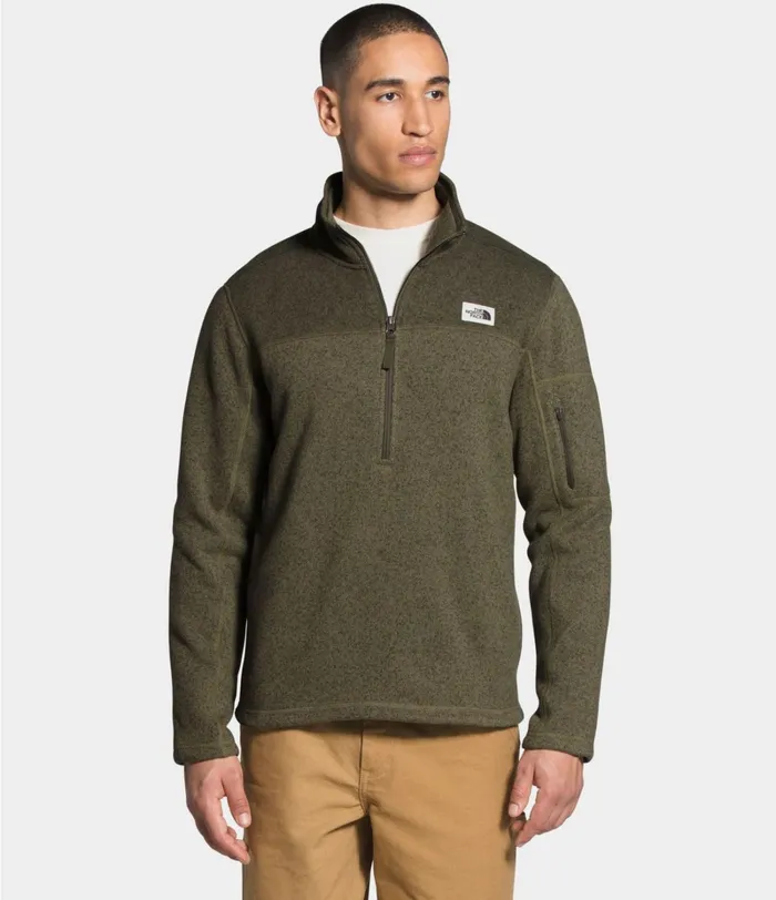 Mens The North Face Fleece Gordon Lyons Zip Pullover Burnt Olive Green Dark Heathernew Taupe Green Dark Heather