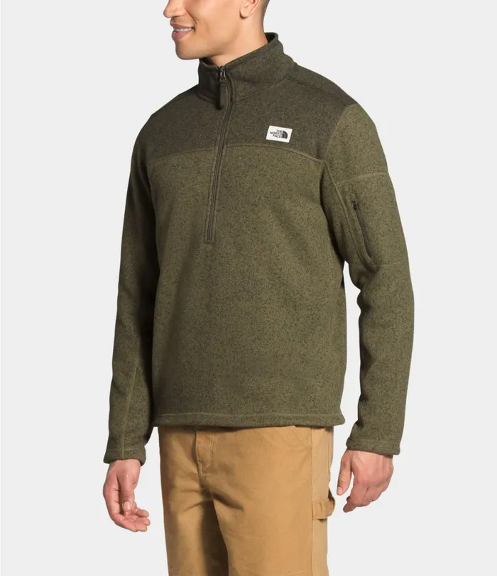 Mens The North Face Fleece Gordon Lyons Zip Pullover Burnt Olive Green Dark Heathernew Taupe Green Dark Heather