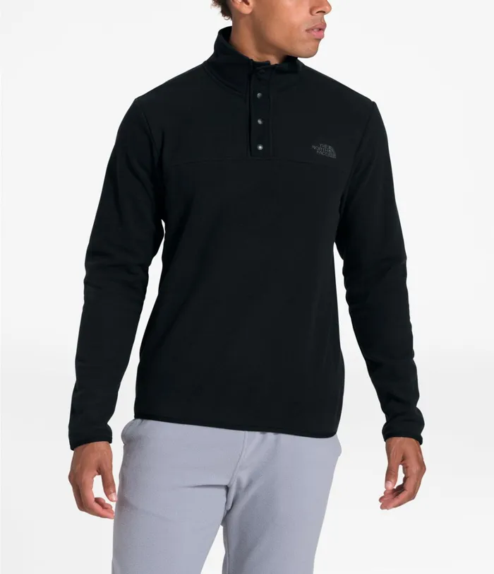 Mens The North Face Hoodies and Sweatshirts TKA Glacier SnapNeck Pullover Tnf Blacktnf Black