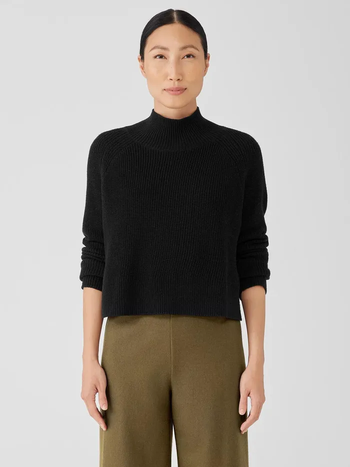 Merino Cropped Turtleneck Top In RegenerativeWool Black Women Eileen Fisher Sweaters and Cardigans Merino Cropped Turtleneck Top In RegenerativeWool Black Women Eileen Fisher Sweaters and Cardigans
