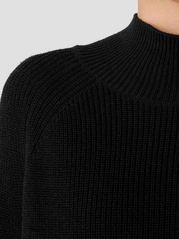 Merino Cropped Turtleneck Top In RegenerativeWool Black Women Eileen Fisher Sweaters and Cardigans