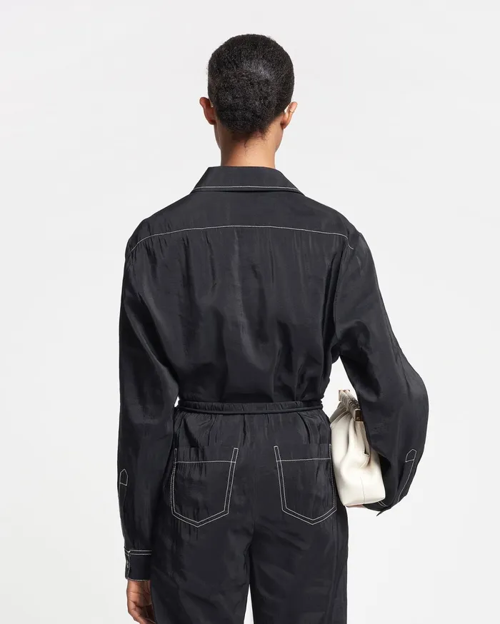 Metta Glass Poplin Shirt Dress Black Women Nanushka Dresses
