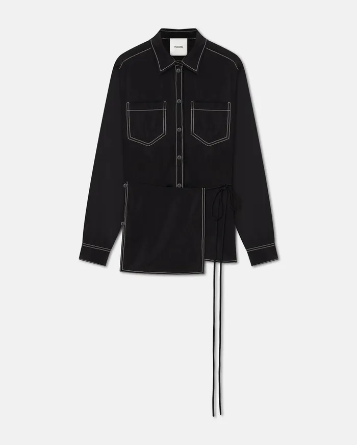 Metta Glass Poplin Shirt Dress Black Women Nanushka Dresses