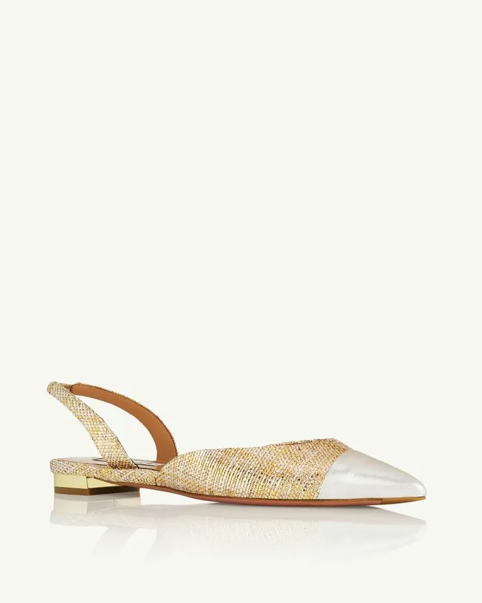 Milanese Flat Gold Women Aquazzura Flats