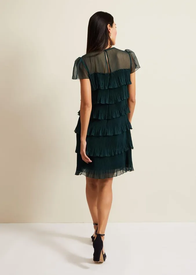 Mimi Dark Green Frill Mini Dress Dark Green Women Phase Eight Dresses