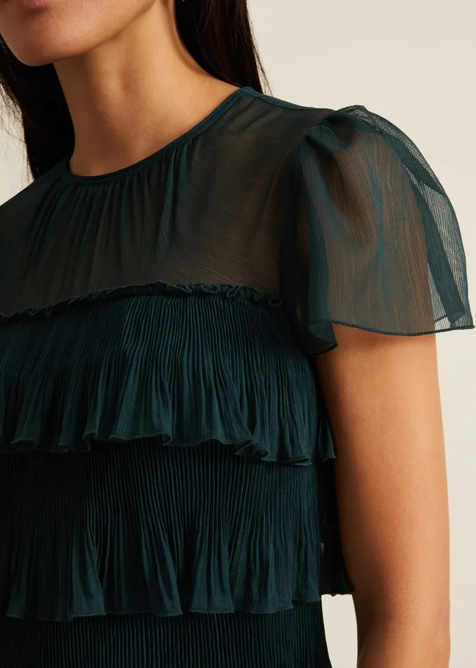 Mimi Dark Green Frill Mini Dress Dark Green Women Phase Eight Dresses