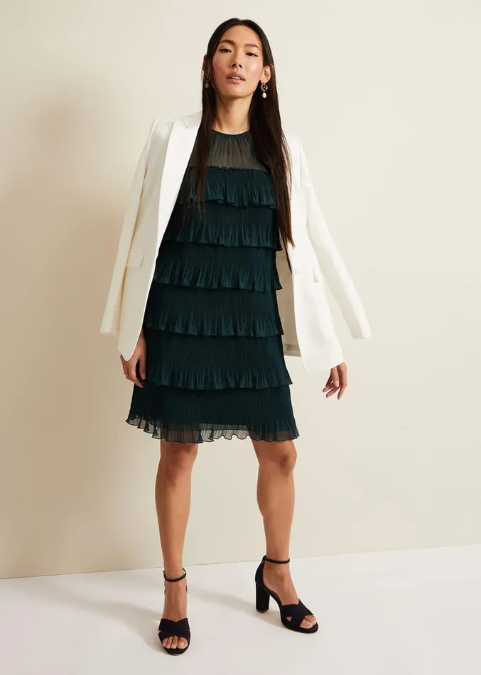 Mimi Dark Green Frill Mini Dress Dark Green Women Phase Eight Dresses