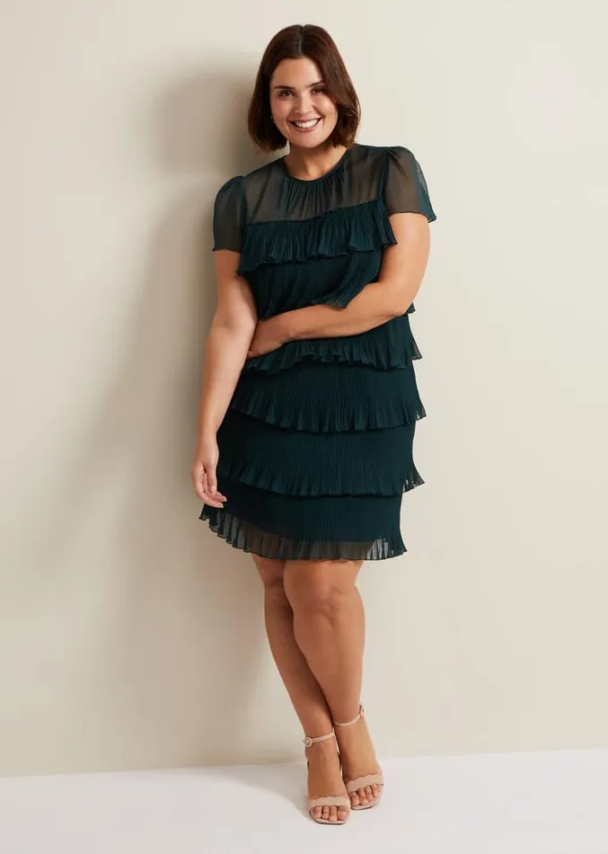 Mimi Dark Green Frill Mini Dress Dark Green Women Phase Eight Dresses