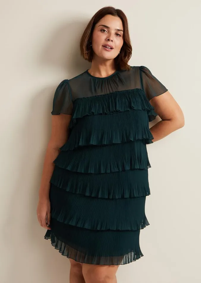Mimi Dark Green Frill Mini Dress Dark Green Women Phase Eight Dresses