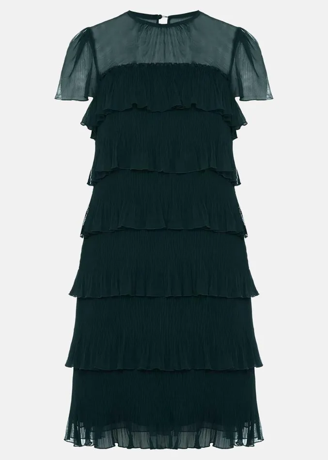 Mimi Dark Green Frill Mini Dress Dark Green Women Phase Eight Dresses