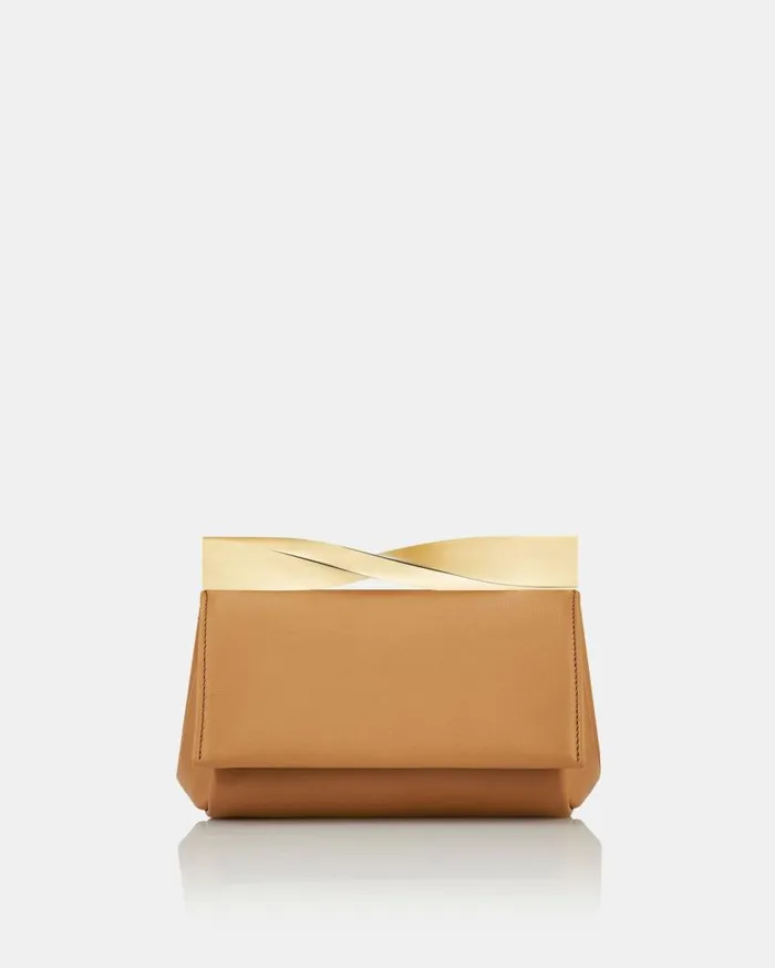 Mini Twist Clutch Brown Women Aquazzura Clutch Bags Mini Twist Clutch Brown Women Aquazzura Clutch Bags