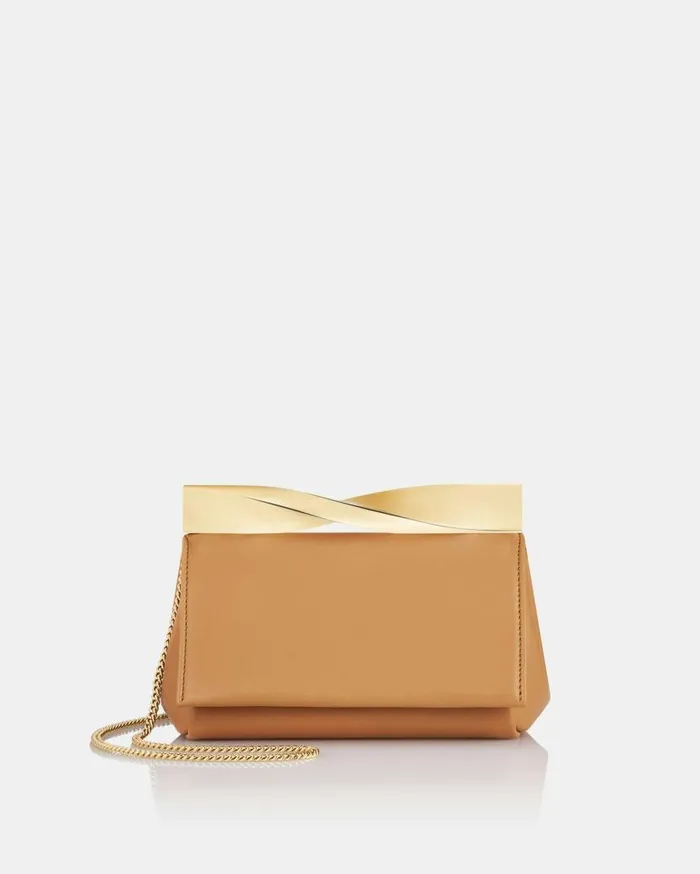 Mini Twist Clutch Brown Women Aquazzura Clutch Bags Mini Twist Clutch Brown Women Aquazzura Clutch Bags