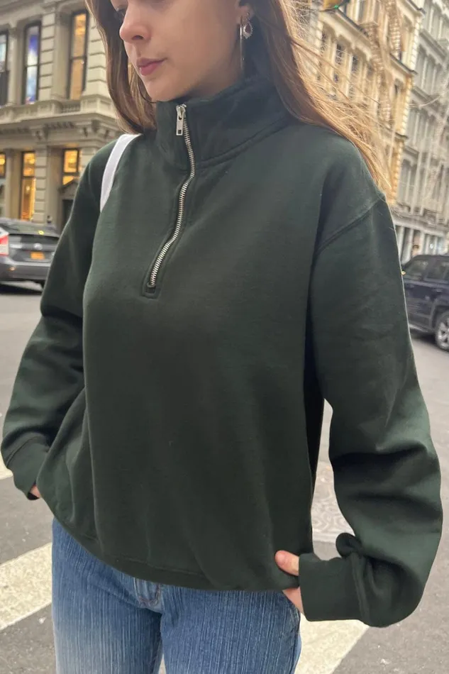 Missy Sweatshirt Dark Green Women Brandy Melville Sweatpants and Sweatshirts