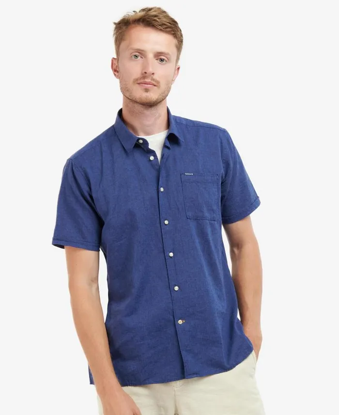 Nelson Regular ShortSleeved Shirt Bleached Olive Men Barbour Shirts