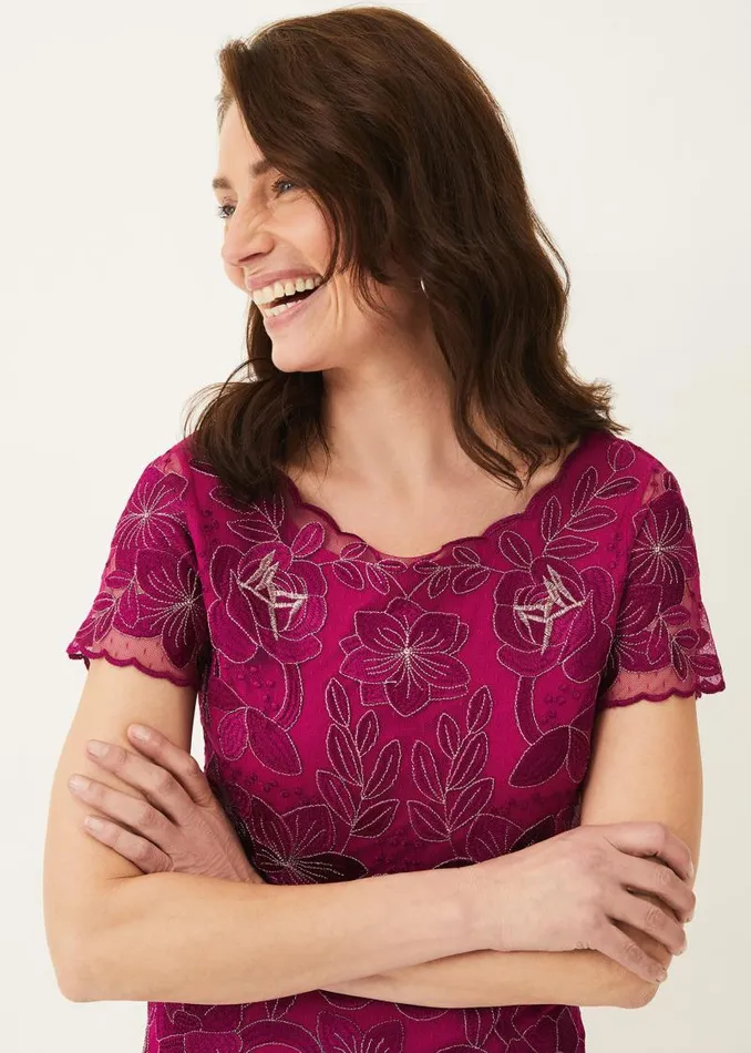 Nessa Embroidered Dress Fuchsia Women Phase Eight Dresses