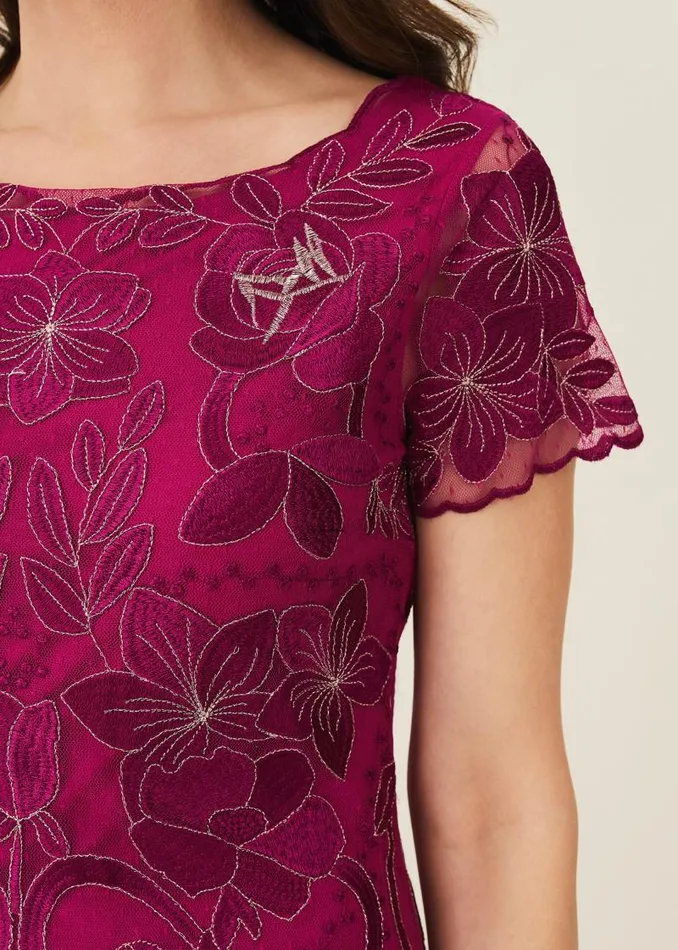 Nessa Embroidered Dress Fuchsia Women Phase Eight Dresses