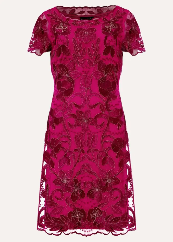Nessa Embroidered Dress Fuchsia Women Phase Eight Dresses