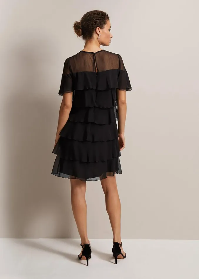 Nika Black Tiered Shift Dress Black Women Phase Eight Dresses