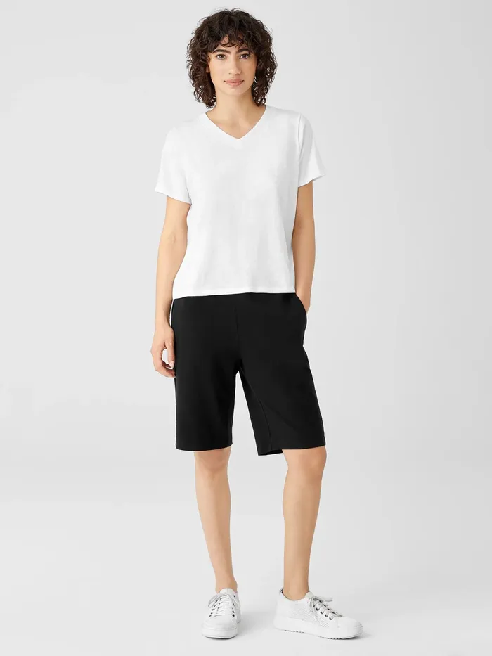 Organic Cotton Slub VNeck Tee White Women Eileen Fisher Tops and Tees