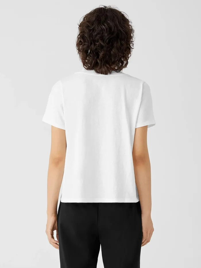 Organic Cotton Slub VNeck Tee White Women Eileen Fisher Tops and Tees