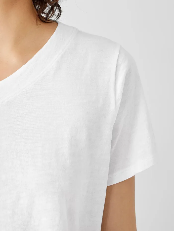 Organic Cotton Slub VNeck Tee White Women Eileen Fisher Tops and Tees