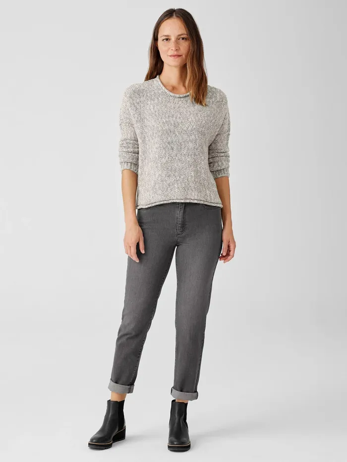 Organic Cotton Stretch HighWaisted Jean Carbon Women Eileen Fisher Denim
