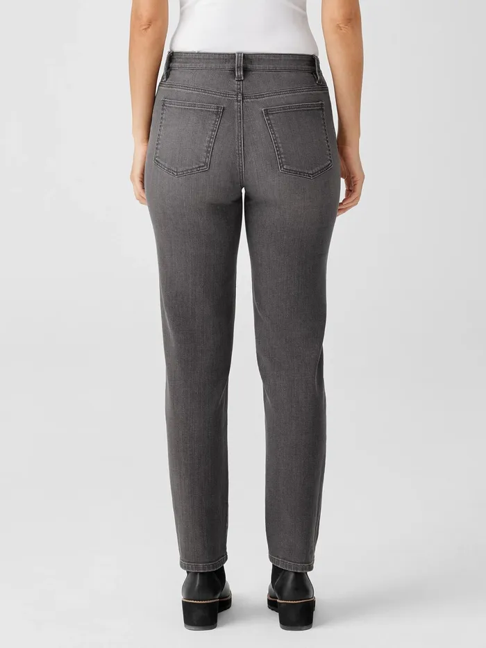 Organic Cotton Stretch HighWaisted Jean Carbon Women Eileen Fisher Denim