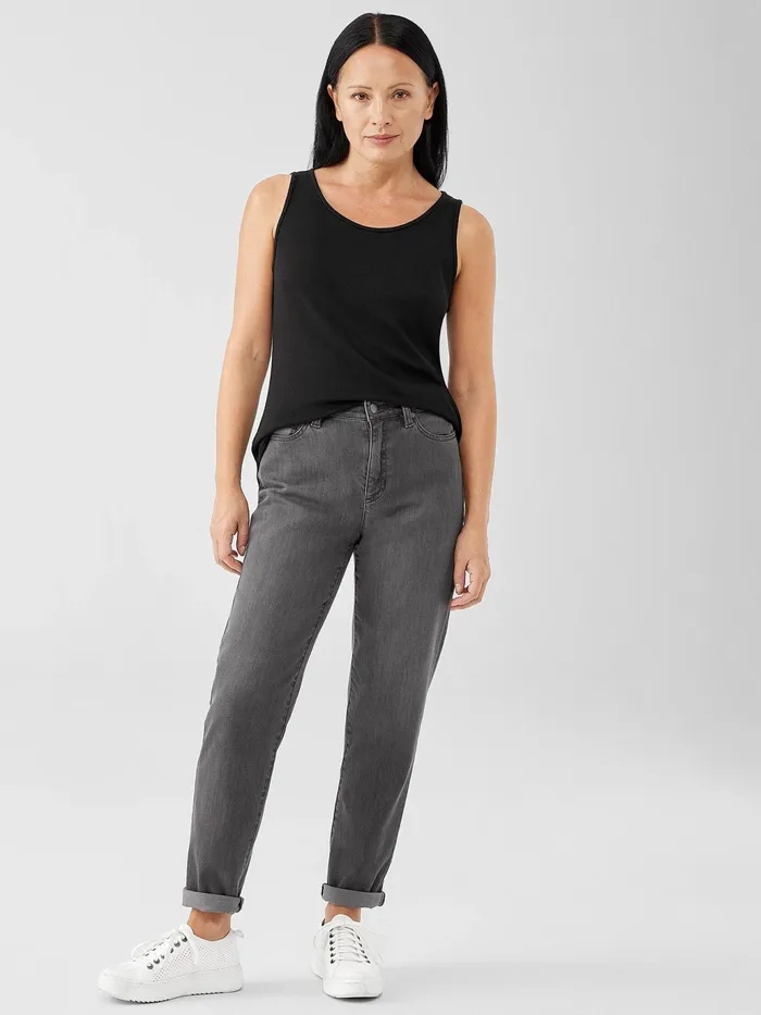 Organic Cotton Stretch HighWaisted Jean Carbon Women Eileen Fisher Denim