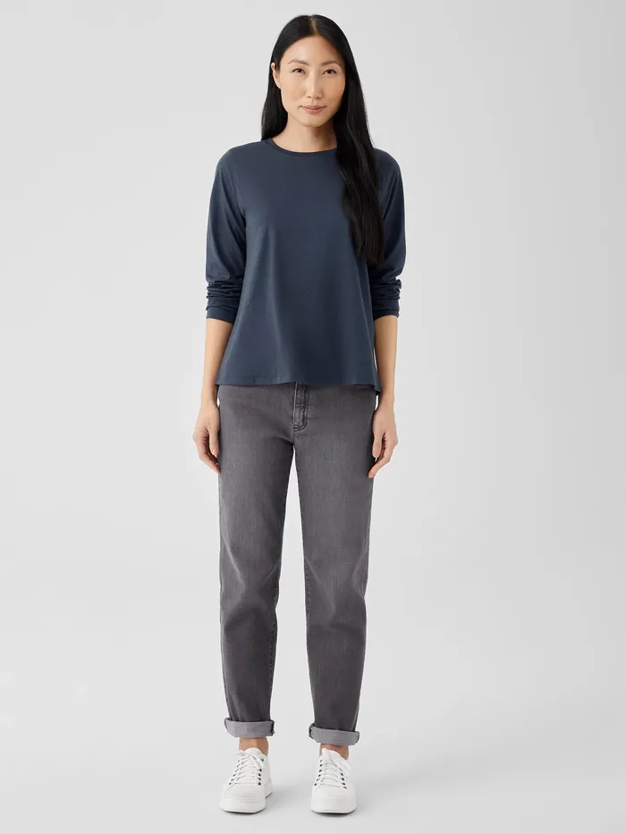 Organic Pima Cotton Jersey LongSleeve Tee Ocean Women Eileen Fisher Tops and Tees