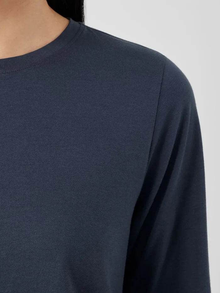 Organic Pima Cotton Jersey LongSleeve Tee Ocean Women Eileen Fisher Tops and Tees
