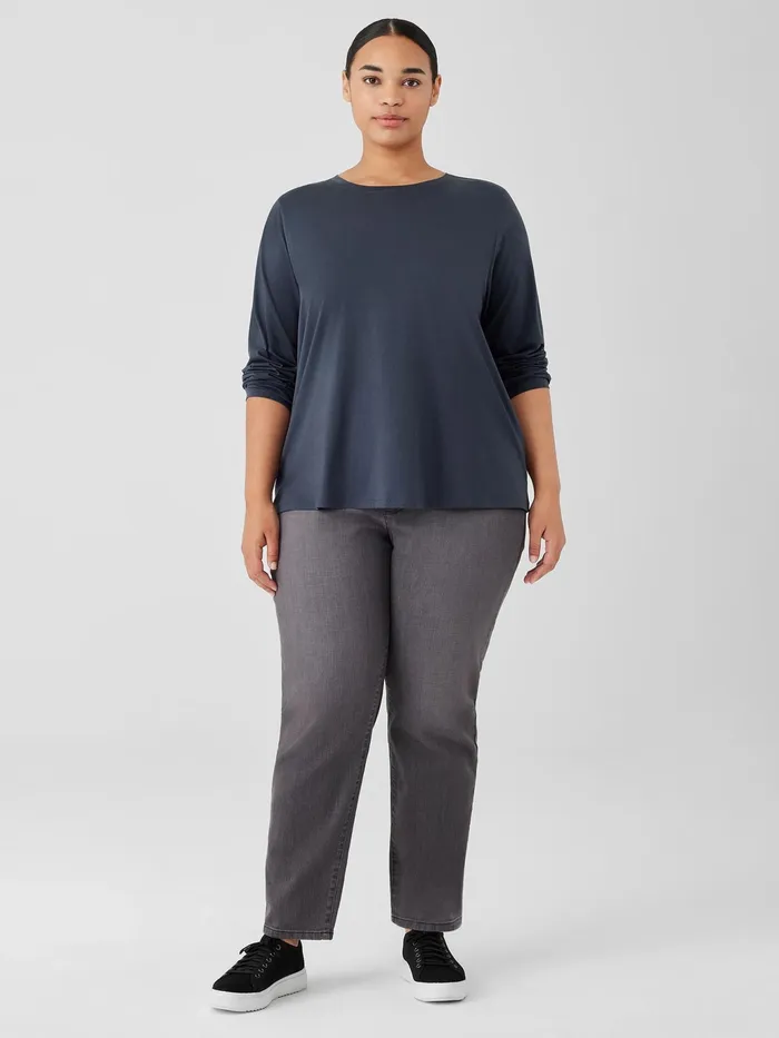 Organic Pima Cotton Jersey LongSleeve Tee Ocean Women Eileen Fisher Tops and Tees