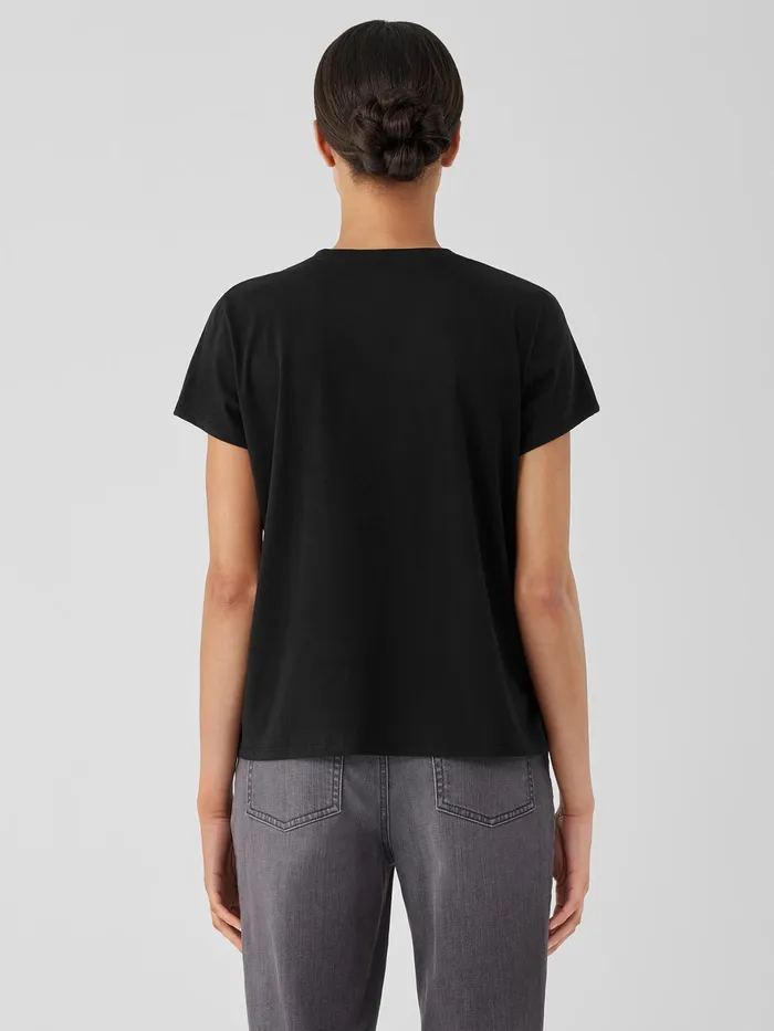 Organic Pima Cotton Jersey VNeck Tee Black Women Eileen Fisher Tops and Tees