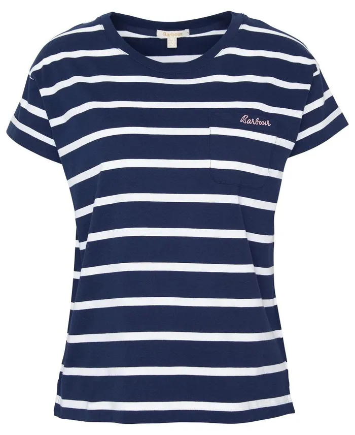 Otterburn Stripe TShirt Navywhite Stripe Women Barbour TShirts