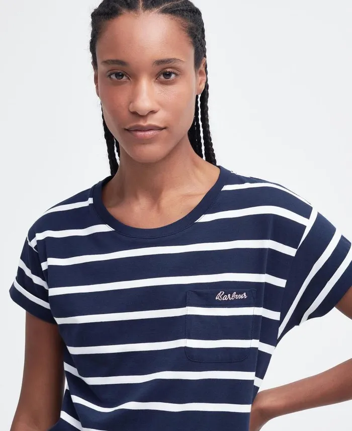 Otterburn Stripe TShirt Navywhite Stripe Women Barbour TShirts