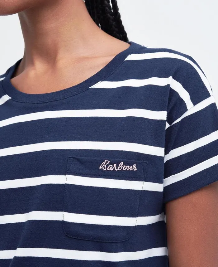 Otterburn Stripe TShirt Navywhite Stripe Women Barbour TShirts