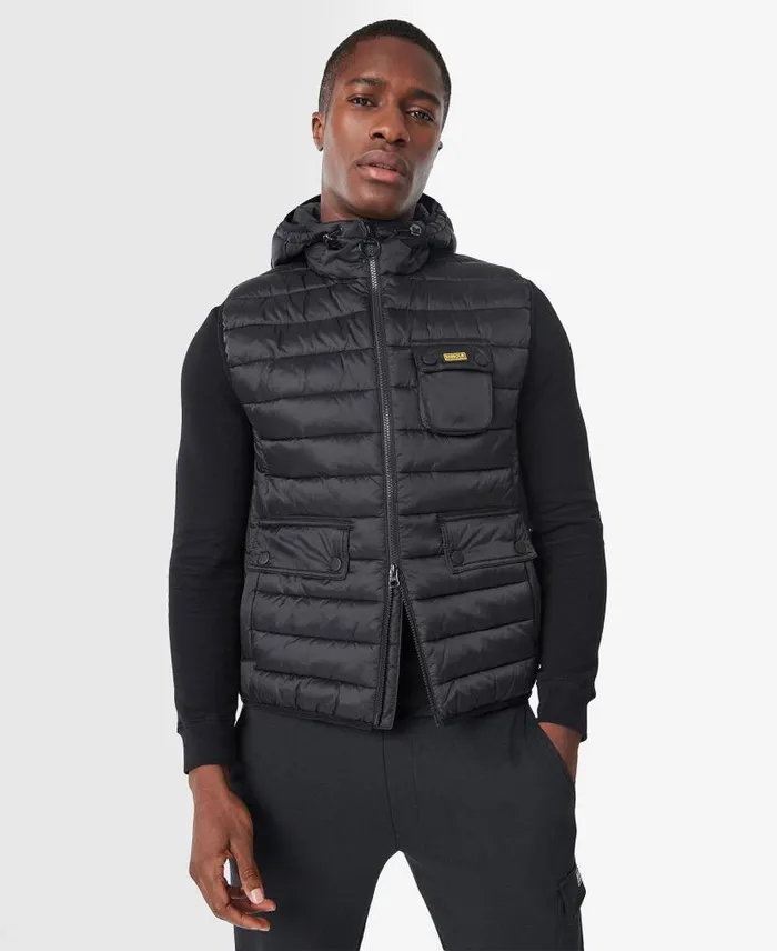 Ousten Hooded Gilet Charcoal Men Barbour Gilets and Liners