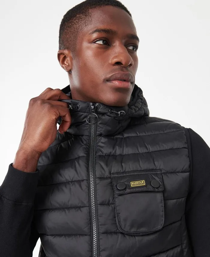 Ousten Hooded Gilet Charcoal Men Barbour Gilets and Liners