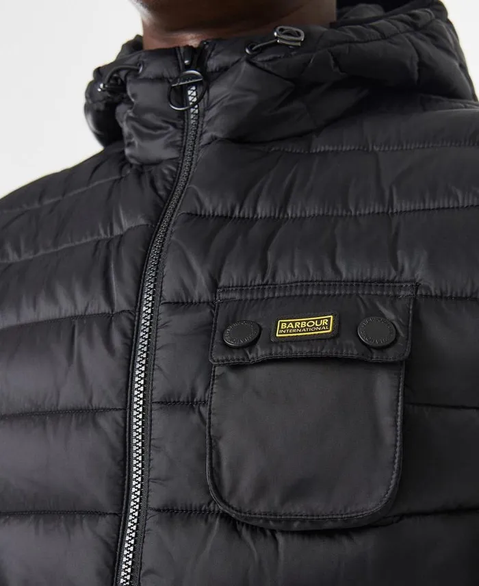 Ousten Hooded Gilet Charcoal Men Barbour Gilets and Liners