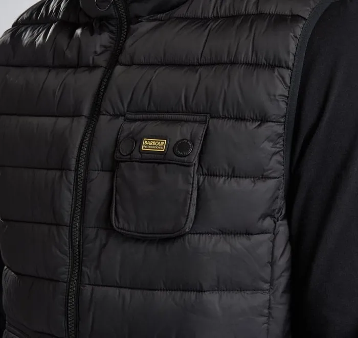 Ousten Hooded Gilet Charcoal Men Barbour Gilets and Liners