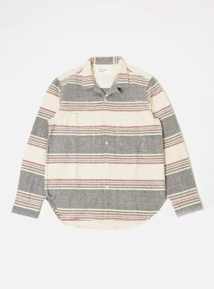Overshirts Men Universal Works Universal Works Work Shirt In Ecru Brushed Stripe