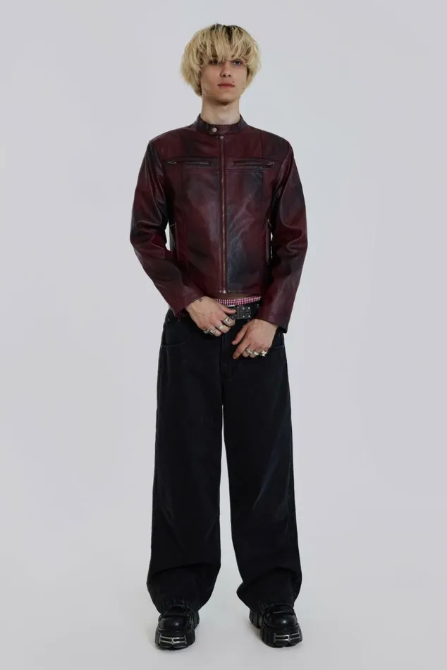 Oxblood Piston Jacket Red Men Jaded London