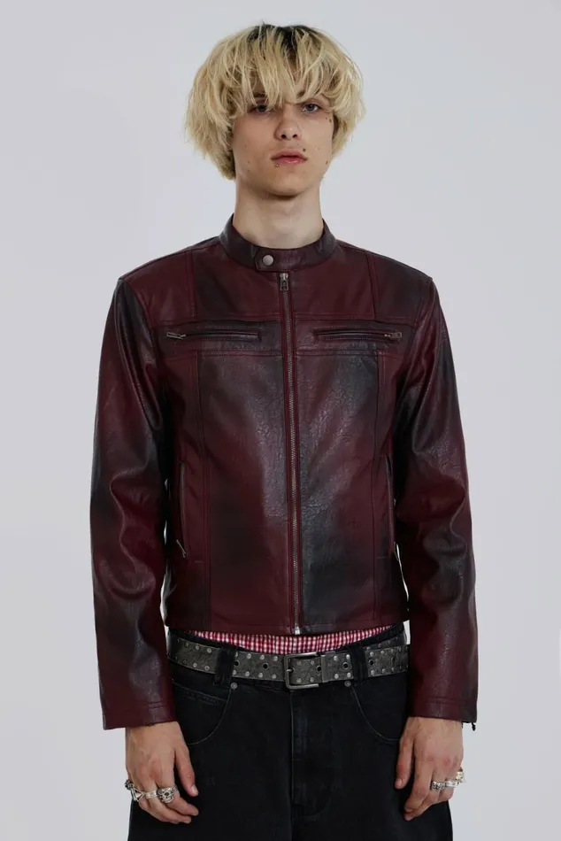 Oxblood Piston Jacket Red Men Jaded London