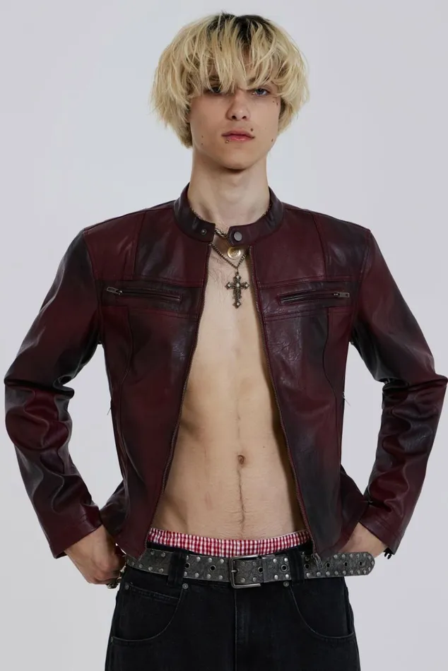 Oxblood Piston Jacket Red Men Jaded London