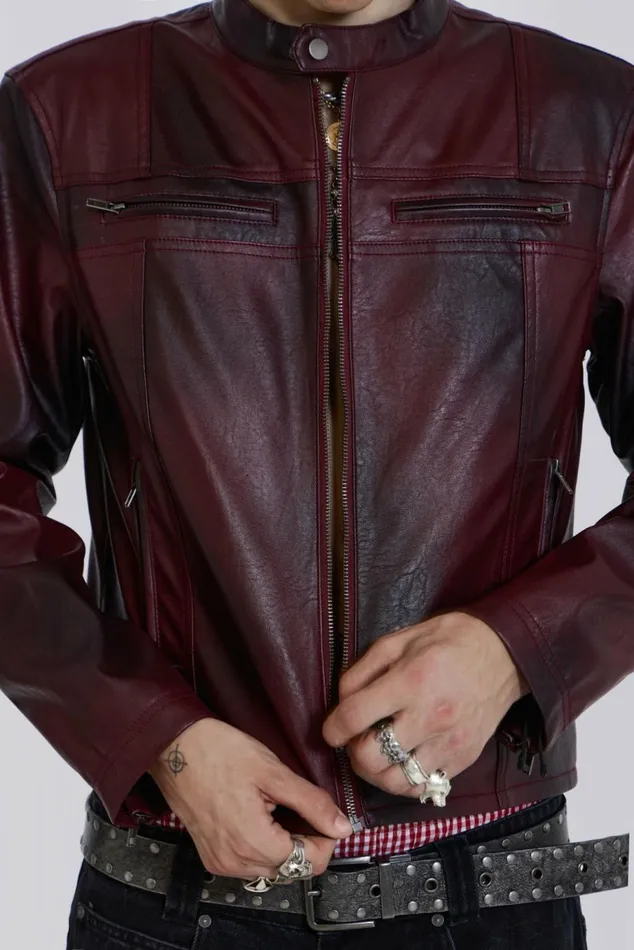 Oxblood Piston Jacket Red Men Jaded London