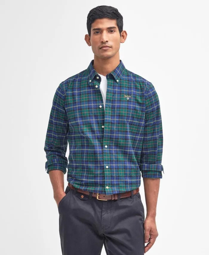 Oxbridge Tartan Tailored Shirt Summer Ivy Men Barbour Shirts