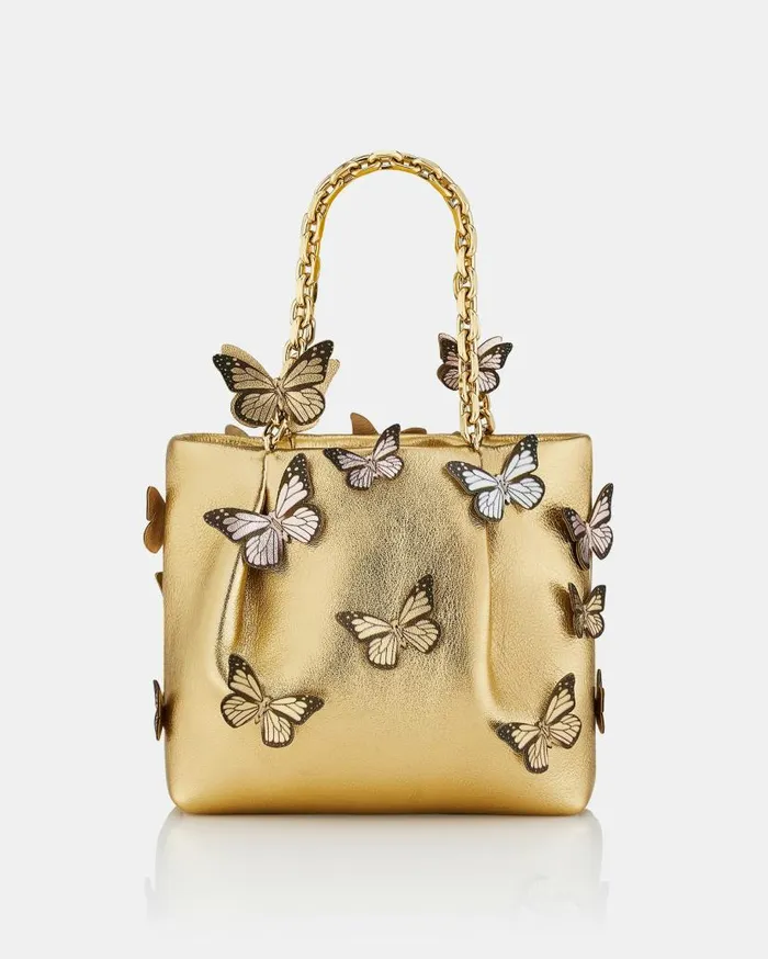 Papillon Mini Tote Gold Women Aquazzura Mini Bags Papillon Mini Tote Gold Women Aquazzura Mini Bags