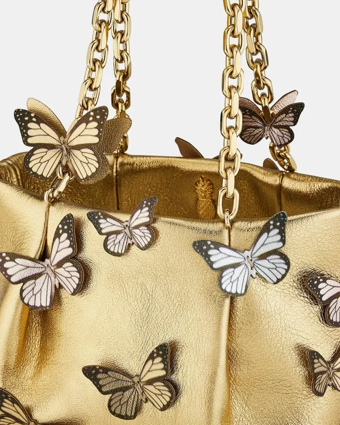 Papillon Mini Tote Gold Women Aquazzura Mini Bags Papillon Mini Tote Gold Women Aquazzura Mini Bags