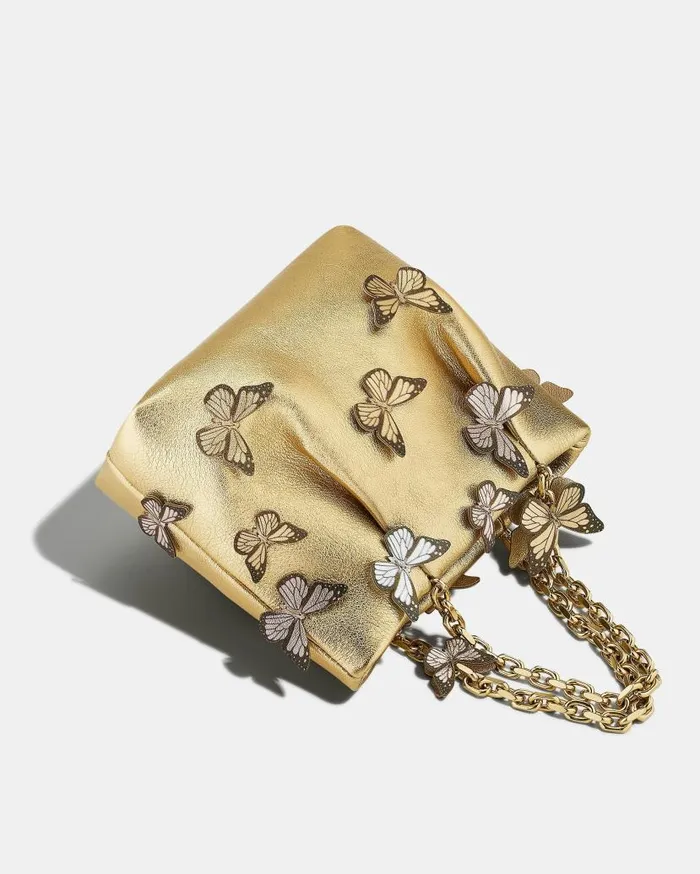 Papillon Mini Tote Gold Women Aquazzura Mini Bags Papillon Mini Tote Gold Women Aquazzura Mini Bags