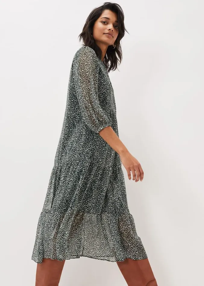 Penele Ditsy Print Chiffon Midi Dress Greenivory Women Phase Eight Dresses