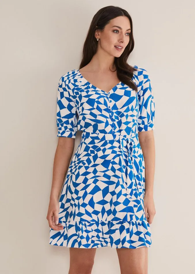 Penele Geo Swing Dress Blue Women Phase Eight Dresses